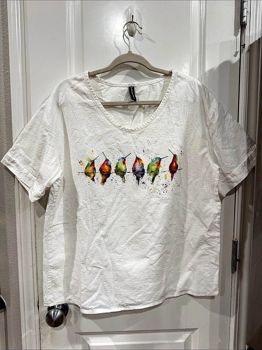 Bird Graphic Short Sleeve Tee in White Like New